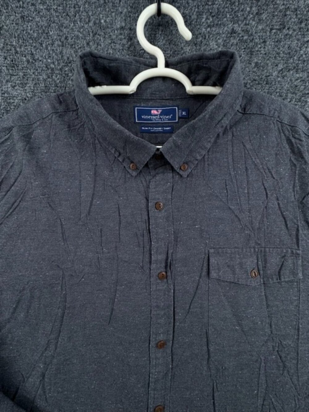 Vineyard Vines Flannel Logo Slim Fit Crosby XL Button-Down Gray Casual Shirt